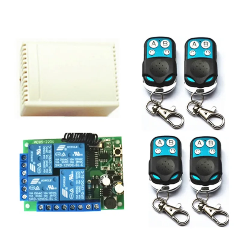433MHz AC 85V -250V Wireless 4CH RadioFrequency Transmitter Remote Control Switch RF Relay Receiver Garage Door Opener Universal
433MHz AC 85V -250V Wireless 4CH RadioFrequency Transmitter Remote Control Switch RF Relay Receiver Garage Door Opener Universal
