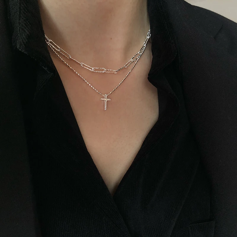 925 Sterling Silver Cross Pendant Necklace for Women Bead Mnimalist lavicle Chain Wedding Party Jewelry
925 Sterling Silver Cross Pendant Necklace for Women Bead Mnimalist lavicle Chain Wedding Party Jewelry