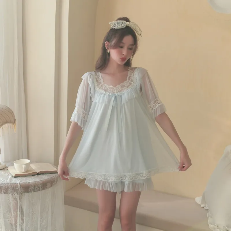 Summer Sexy Women's Shorts Pajamas Sets White Lace Vintage Sleepwear Sweet Nightwear Suits 
Summer Sexy Women's Shorts Pajamas Sets White Lace Vintage Sleepwear Sweet Nightwear Suits