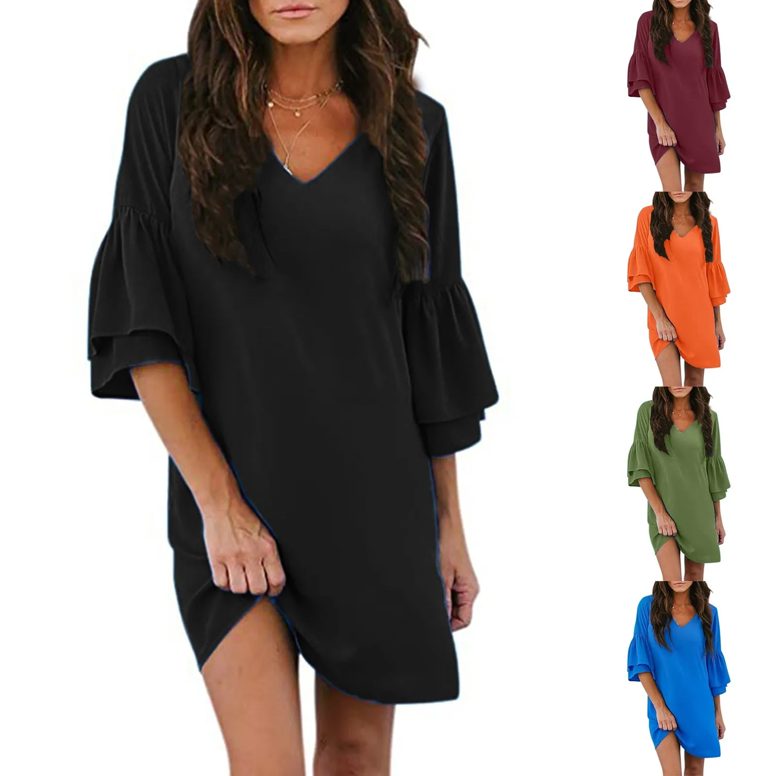 Wome Ruffle Flare Sleeve Mini Dress Fashion Female Loose Casual Beach Holiday Sundress Ladies Summer Plus Size Dress Vestidos
Wome Ruffle Flare Sleeve Mini Dress Fashion Female Loose Casual Beach Holiday Sundress Ladies Summer Plus Size Dress Vestidos