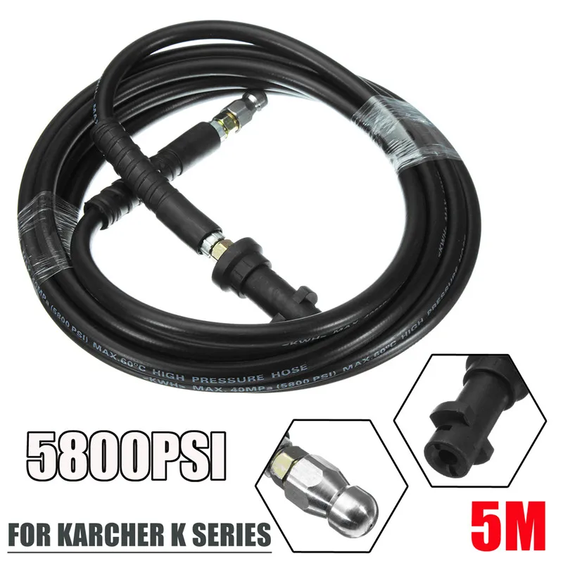 5M 5800PSI Pressure Washer Drain Sewer Cleaning Hose For Karcher K2 K3 K4 Washer
5M 5800PSI Pressure Washer Drain Sewer Cleaning Hose For Karcher K2 K3 K4 Washer