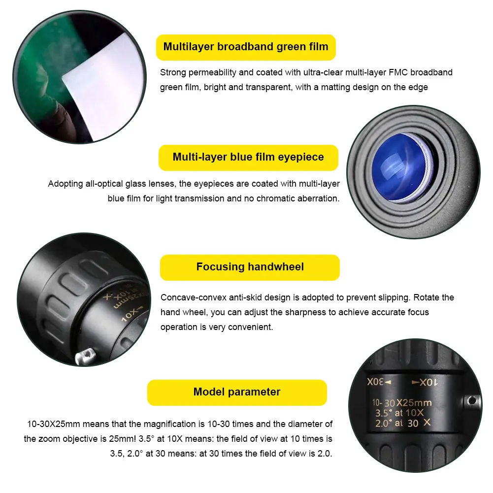 Metal Monocular Telescope 10-30x25 Zoom High Quality Monocular Binoculars Telescope Supports Smartphone with Light Night Vision
Metal Monocular Telescope 10-30x25 Zoom High Quality Monocular Binoculars Telescope Supports Smartphone with Light Night Vision
