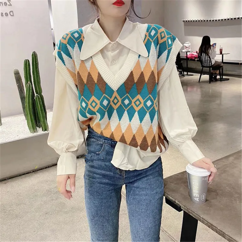 2022 Spring And Autumn New Sleeveless V-neck Sweater Vest Women's Diamond Lattice Knit Pullover Jacket Casual All-match
2022 Spring And Autumn New Sleeveless V-neck Sweater Vest Women's Diamond Lattice Knit Pullover Jacket Casual All-match