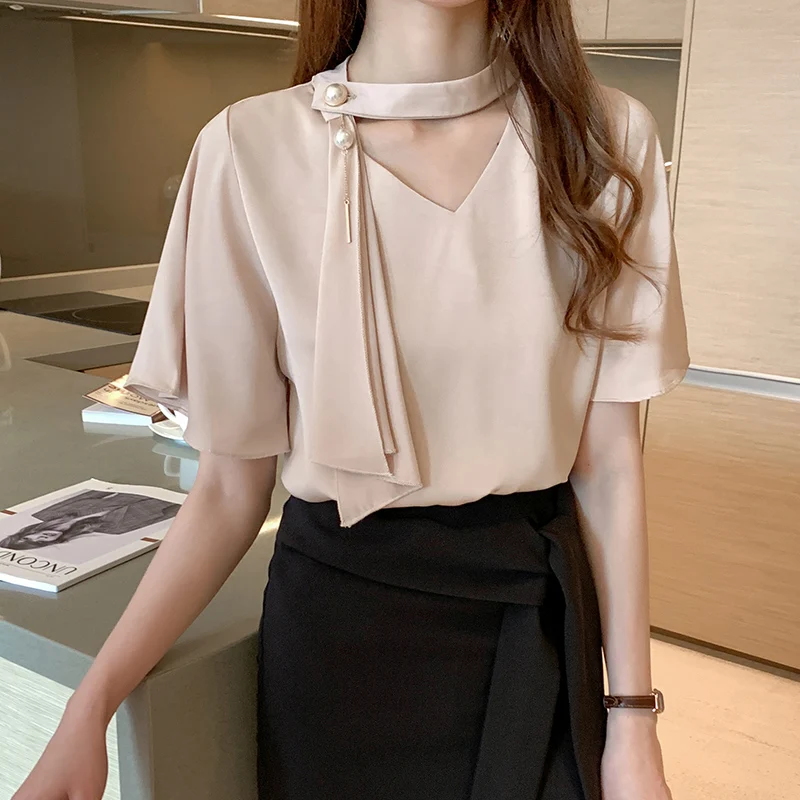 2021 Summer Thin T Shirt Women Clothing Fashion Chic Streamer Chiffon Shirts Elegant Butterfly Sleeve V-neck OL Tops Workwear
2021 Summer Thin T Shirt Women Clothing Fashion Chic Streamer Chiffon Shirts Elegant Butterfly Sleeve V-neck OL Tops Workwear