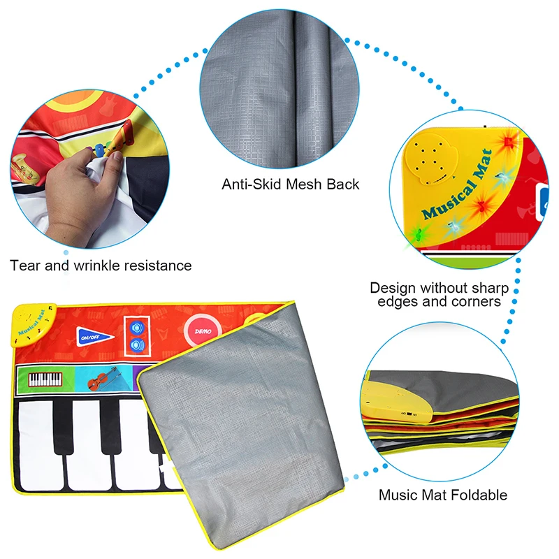 148*60cm Big Size Music Piano Carpets & 8 Instruments Guitar Accordion Violin Sounds Musical Play Mat Educational Toys for Kids
148*60cm Big Size Music Piano Carpets & 8 Instruments Guitar Accordion Violin Sounds Musical Play Mat Educational Toys for Kids