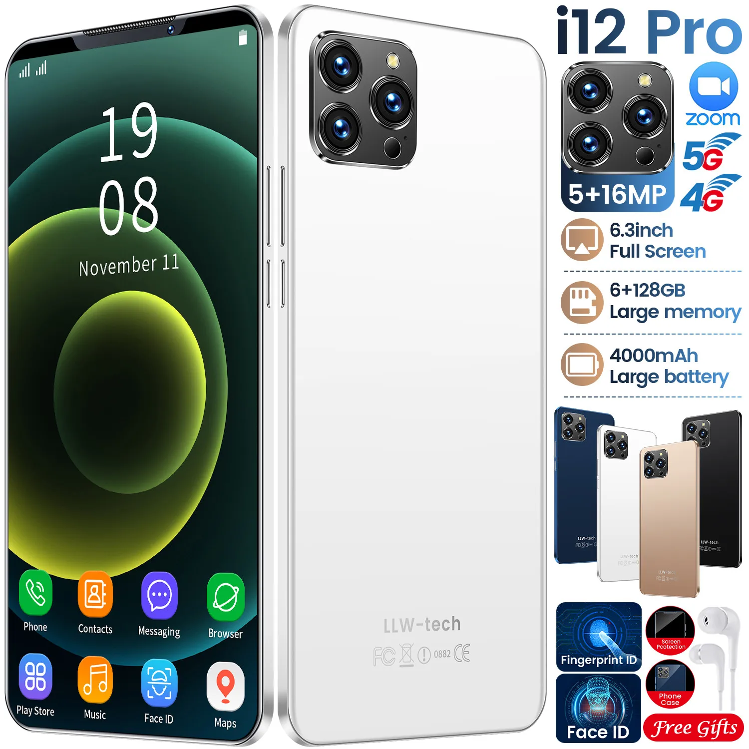 I12 Pro 6.3 Inch Full Screen Smartphone 6GBRAM+128GBROM 5+16MP 10Core MTK6595 Face Fingerprint ID 4000MAH Dual SIM Card
I12 Pro 6.3 Inch Full Screen Smartphone 6GBRAM+128GBROM 5+16MP 10Core MTK6595 Face Fingerprint ID 4000MAH Dual SIM Card