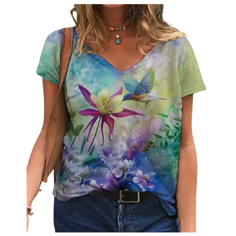2021 New Women Floral Printed T Shirt Short Sleeve V-Neck Loose Ladies Casual Tops 3XL Plus Size Tee Summer Oversized Streetwear
2021 New Women Floral Printed T Shirt Short Sleeve V-Neck Loose Ladies Casual Tops 3XL Plus Size Tee Summer Oversized Streetwear
