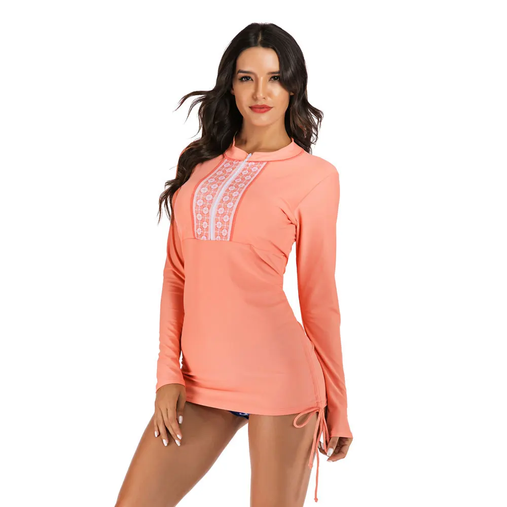 Women's Long Sleeve Half-Zip Sun Protection Rashguard Side Adjustable Swim Shirt with Briefs Two Piece Rash Guards Swimsuit
Women's Long Sleeve Half-Zip Sun Protection Rashguard Side Adjustable Swim Shirt with Briefs Two Piece Rash Guards Swimsuit