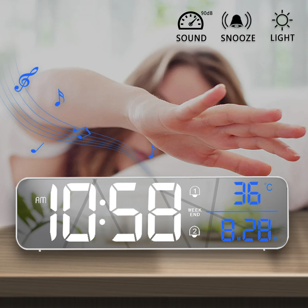 LED Digital Alarm Clock Temperature Date Display Desktop Mirror Clocks Home Table Decoration USB Rechargeable Electronic Clock
LED Digital Alarm Clock Temperature Date Display Desktop Mirror Clocks Home Table Decoration USB Rechargeable Electronic Clock