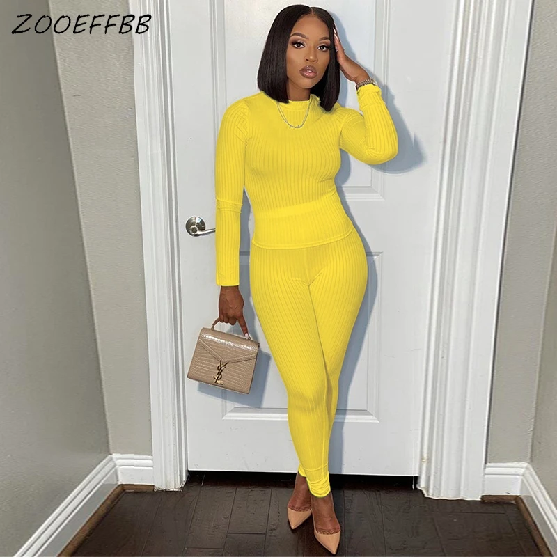 ZOOEFFBB Knitted Two Piece Lounge Wear Outfits Long Sleeve T Shirt Tops Fitness Tracksuit Women Casual Clothes Matching Sets
ZOOEFFBB Knitted Two Piece Lounge Wear Outfits Long Sleeve T Shirt Tops Fitness Tracksuit Women Casual Clothes Matching Sets