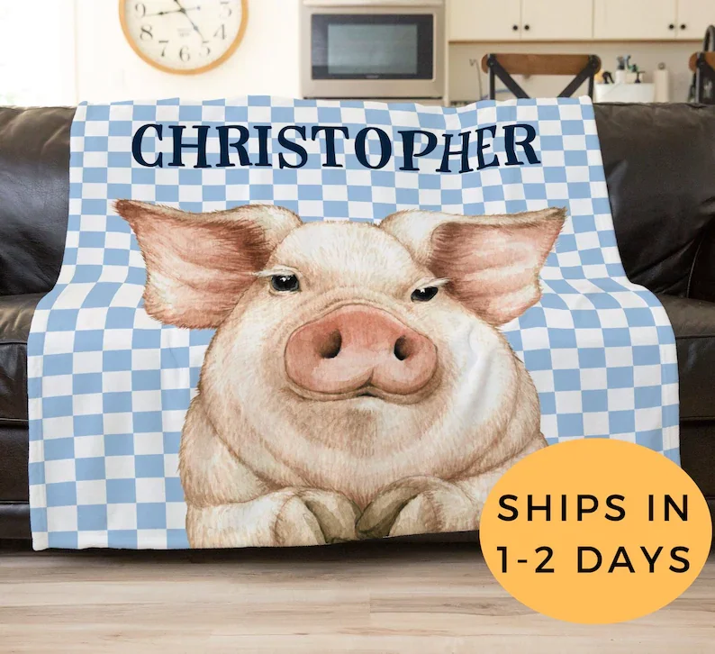 Pig Blanket, Custom Blanket, Personalized Blanket For Adults, Farmhouse Decor Rustic Country, Pig Nursery,
Pig Blanket, Custom Blanket, Personalized Blanket For Adults, Farmhouse Decor Rustic Country, Pig Nursery,