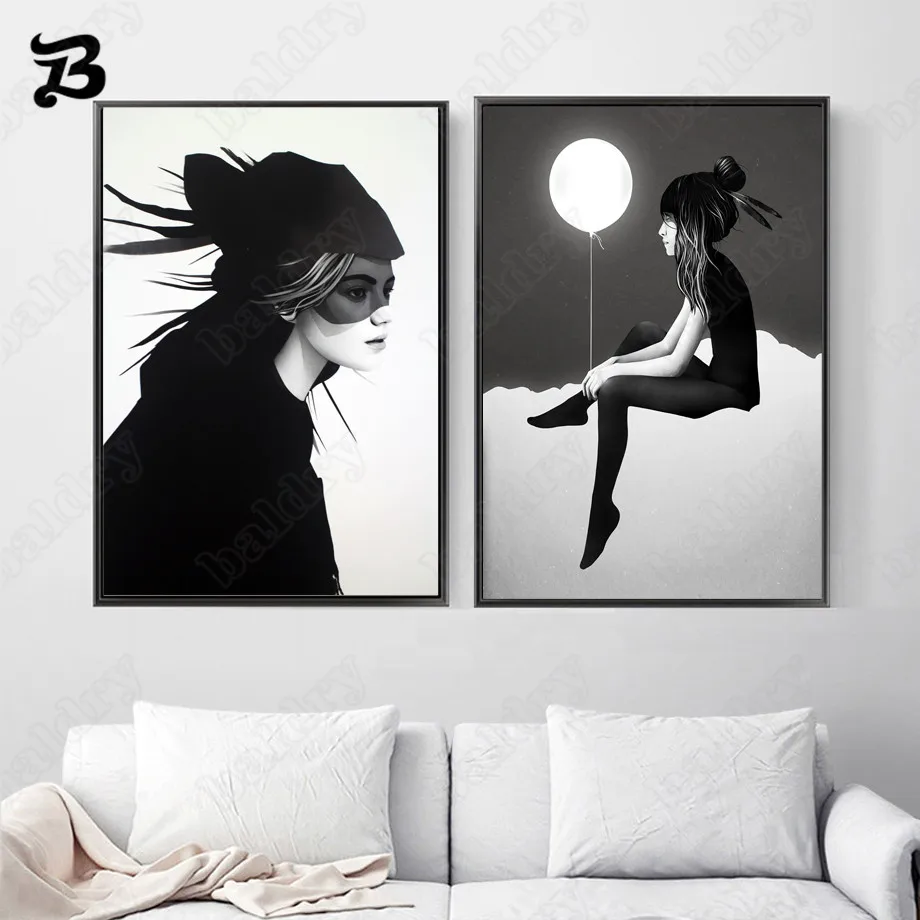 Canvas Painting for Living Room Fashion Modern Black White Girl Balloon Figure Painting Wall Art Abstract Posters Wall Decor
Canvas Painting for Living Room Fashion Modern Black White Girl Balloon Figure Painting Wall Art Abstract Posters Wall Decor