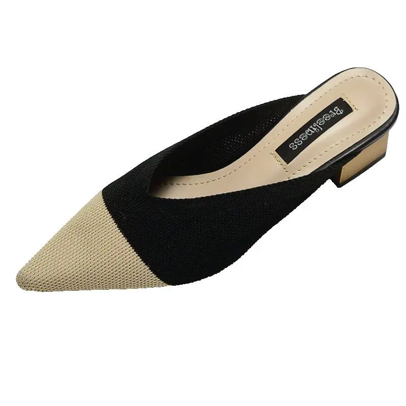 New Ladies Shoes Breathable Knitted V Pointed Toe Moccasins Mixed Color Mules In Women's Slippers Zapatos De Mujer 4.5CM Heels
New Ladies Shoes Breathable Knitted V Pointed Toe Moccasins Mixed Color Mules In Women's Slippers Zapatos De Mujer 4.5CM Heels