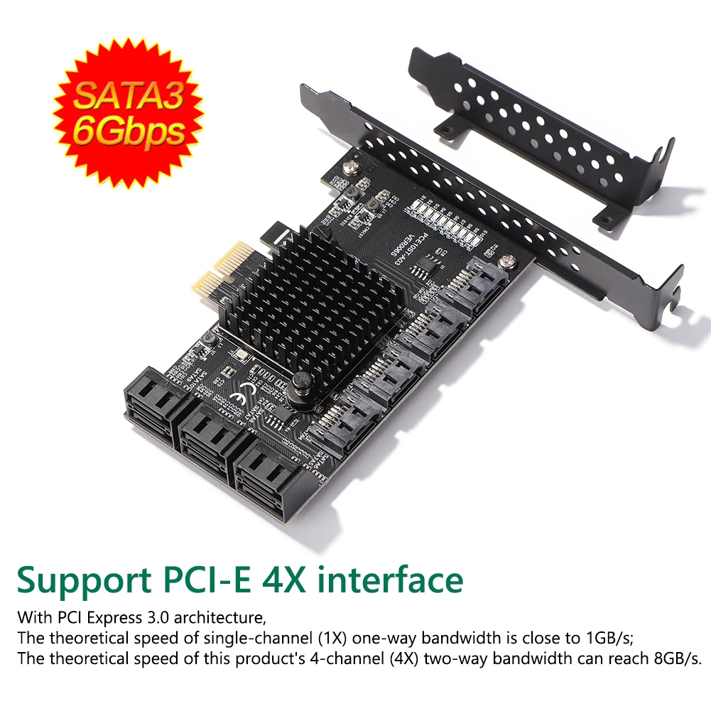 Плата расширения с 10 портами, SATA3.0 PCI-E 4X, PCI Express3.0 GEN3 6 Гбит/с, адаптер преобразователя скорости интерфейса для ASM1166
Плата расширения с 10 портами, SATA3.0 PCI-E 4X, PCI Express3.0 GEN3 6 Гбит/с, адаптер преобразователя скорости интерфейса для ASM1166