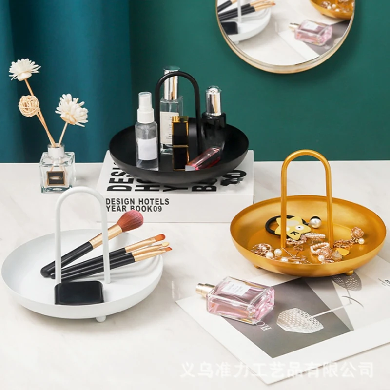 Desktop Storage Tray Nordic Round Jewelry Trays Living Room Kitchen Table Snack Tray Plate with Handle Home Decor
Desktop Storage Tray Nordic Round Jewelry Trays Living Room Kitchen Table Snack Tray Plate with Handle Home Decor