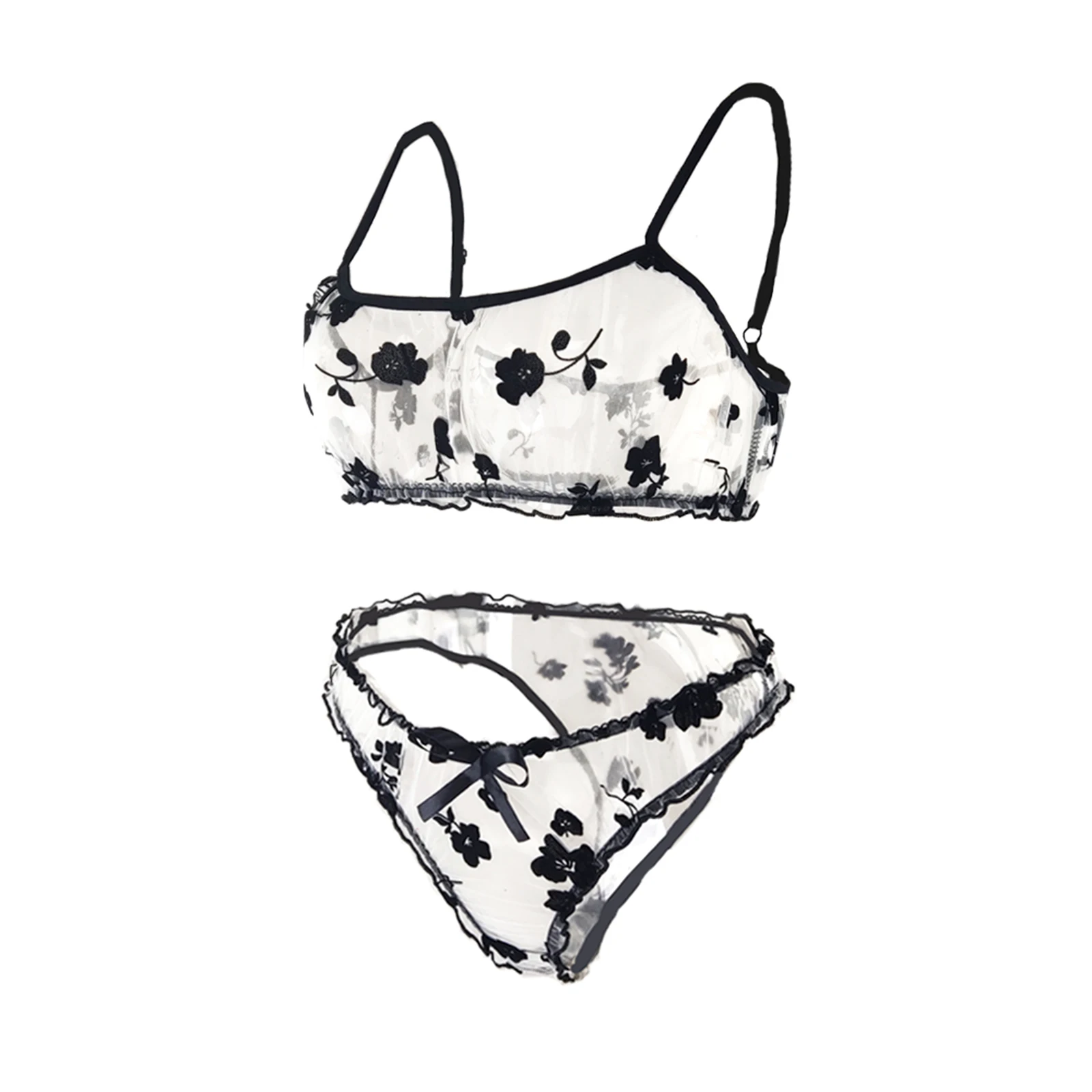 2Pcs Women Lingerie Set Sheer Flower Spaghetti Strap Tank Tops Briefs with Bow Suit for Girls 2 Colors
2Pcs Women Lingerie Set Sheer Flower Spaghetti Strap Tank Tops Briefs with Bow Suit for Girls 2 Colors