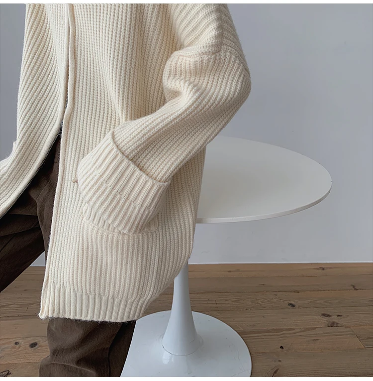 Korean Thick Solid Knitted Women Cardigan Double Zipper Turtleneck Loose Pull Femme High Street Long Cardigans 2020 Winter Vadim
Korean Thick Solid Knitted Women Cardigan Double Zipper Turtleneck Loose Pull Femme High Street Long Cardigans 2020 Winter Vadim