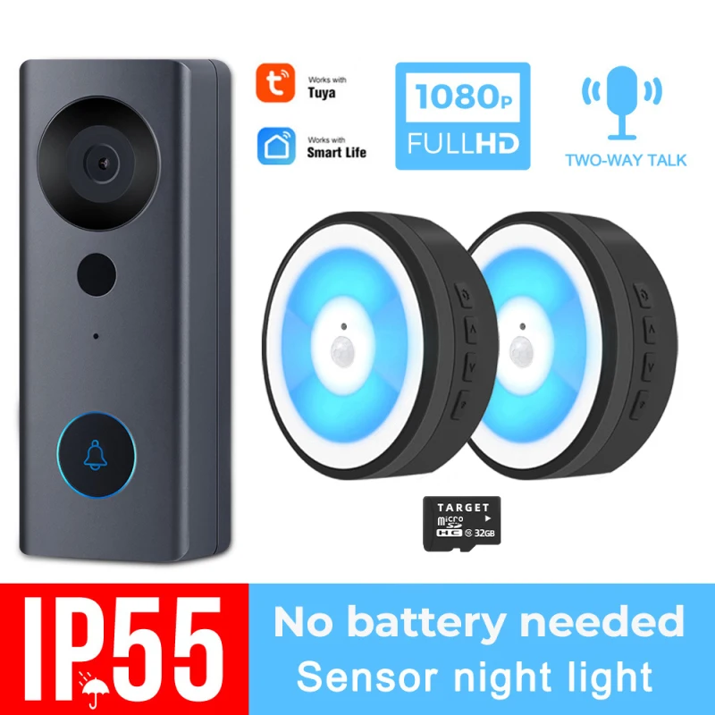 Tuya 1080P HD видео-дверной звонок Камера Wi-Fi Беспроводной дверной звонок открытый домофонная сигнализация 2 Way Аудио Диктофон светодиодный ночно...
Tuya 1080P HD видео-дверной звонок Камера Wi-Fi Беспроводной дверной звонок открытый домофонная сигнализация 2 Way Аудио Диктофон светодиодный ночно...