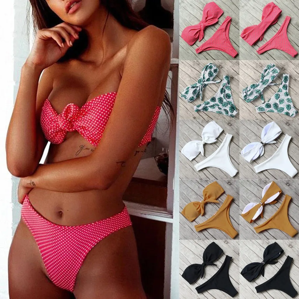 2021 Women's Bikinis Sexy Solid Summer Swimsuit Bow Tie High Cut Bandeau Bikini Set Two Piece Swimmear Women
2021 Women's Bikinis Sexy Solid Summer Swimsuit Bow Tie High Cut Bandeau Bikini Set Two Piece Swimmear Women