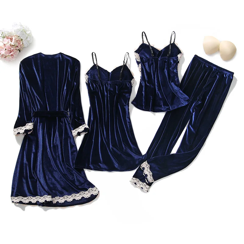 New 4Pcs Ladies Nightgown Bathrobe Sexy Pyjama Velvet Homewear Negligee Women Pajama Sets Sleepwear Pijamas Clothing
New 4Pcs Ladies Nightgown Bathrobe Sexy Pyjama Velvet Homewear Negligee Women Pajama Sets Sleepwear Pijamas Clothing