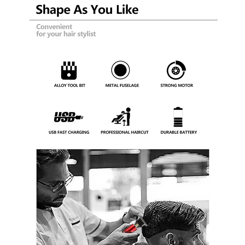 Hair Clipper Trimmer For Men Electric Barbe Cutting Outlin Rechargeable Customizable Pattern Machine Shaver Beard Baldheaded
Hair Clipper Trimmer For Men Electric Barbe Cutting Outlin Rechargeable Customizable Pattern Machine Shaver Beard Baldheaded