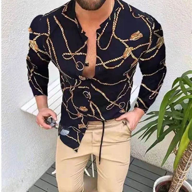 European American Men's Clothing Casual Fashion Printed Shirt Single-Breasted Cardigan Long Sleeve Shirt Men 2021 Hot Sale
European American Men's Clothing Casual Fashion Printed Shirt Single-Breasted Cardigan Long Sleeve Shirt Men 2021 Hot Sale
