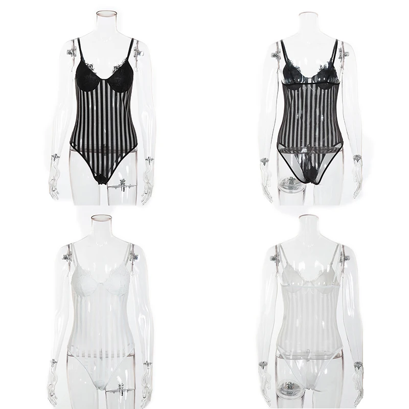 Ellolace Sexy Lace Bodysuit Mesh Strip Female Slim Body Solid Slim Rompers Sleeveless Skinny 2019 White Black Ladies Overalls
Ellolace Sexy Lace Bodysuit Mesh Strip Female Slim Body Solid Slim Rompers Sleeveless Skinny 2019 White Black Ladies Overalls