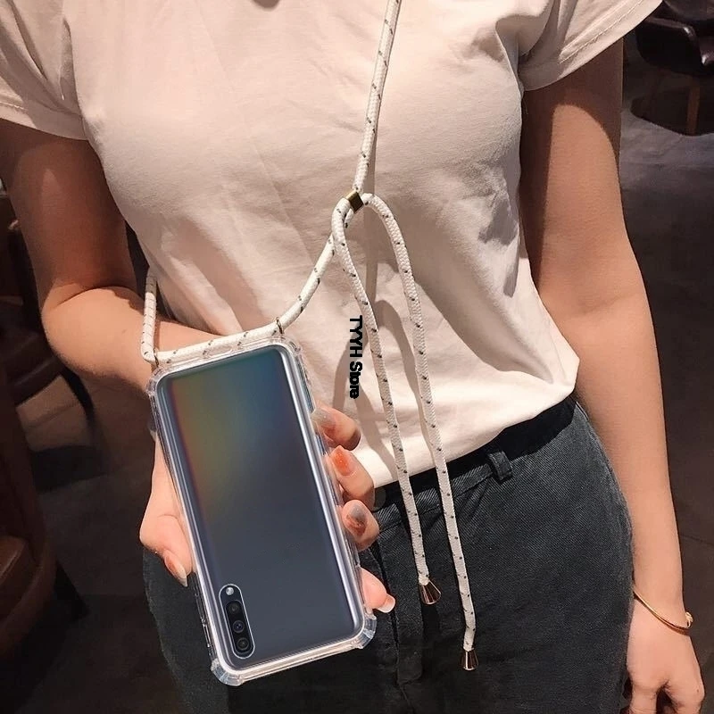 Прозрачный чехол для телефона Huawei Honor 7A чехлы ожерелье ремешок на плечо шнур