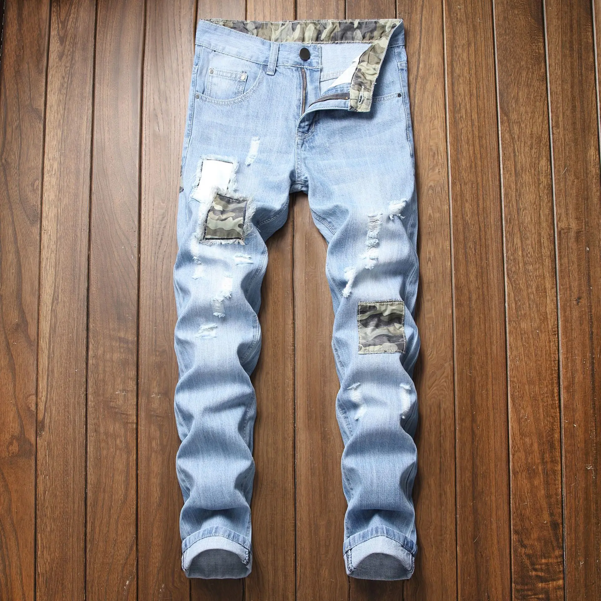 Streetwear Male Ripped Straight Jeans Cotton Casual Men's Slim Fit Patchwork Denim Pants Solid Color Outwear Cowboys Trousers
Streetwear Male Ripped Straight Jeans Cotton Casual Men's Slim Fit Patchwork Denim Pants Solid Color Outwear Cowboys Trousers