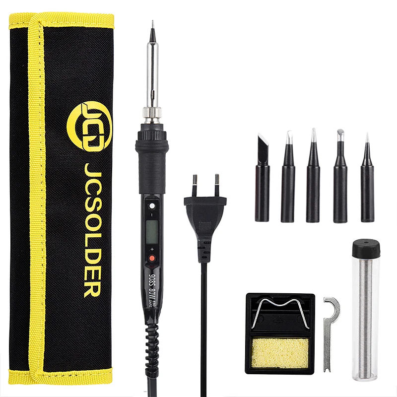 JCD 80W Electric Soldering Iron LCD Digital Display Adjustable Temperature 220V/110V Solder Station Welding RepairTool Kit 908S
JCD 80W Electric Soldering Iron LCD Digital Display Adjustable Temperature 220V/110V Solder Station Welding RepairTool Kit 908S