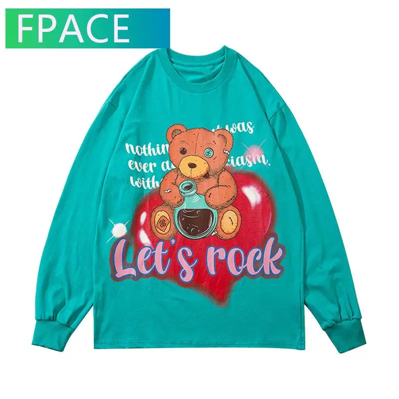 FPACE Tshirts Harajuku Cartoon Heart Bear Print Tees Shirts Streetwear Hip Hop Casual T-Shirt Fashion Cotton Long Sleeve Tops
FPACE Tshirts Harajuku Cartoon Heart Bear Print Tees Shirts Streetwear Hip Hop Casual T-Shirt Fashion Cotton Long Sleeve Tops