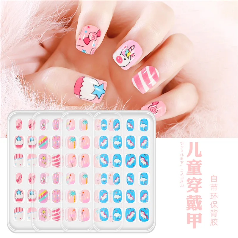 24PCS Candy False Nail Tips Press On Children Cartoon Full Cover Kid Glue Self Fake Nail Art for Girls Manicure Tips Nail Decor
24PCS Candy False Nail Tips Press On Children Cartoon Full Cover Kid Glue Self Fake Nail Art for Girls Manicure Tips Nail Decor