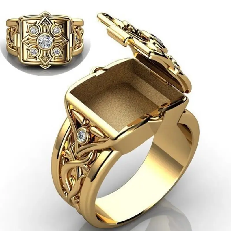 Creative Vintage Gold Colors Cross Flower Zircon Stone Rings for Men Fashion Punk Secret Small Room Coffin Rings Jewelry Gifts
Creative Vintage Gold Colors Cross Flower Zircon Stone Rings for Men Fashion Punk Secret Small Room Coffin Rings Jewelry Gifts