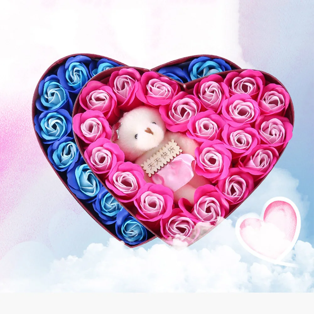20 heart-shaped soap flower gift box bear Valentine's day wedding eternal life flower creative gift love girls
20 heart-shaped soap flower gift box bear Valentine's day wedding eternal life flower creative gift love girls