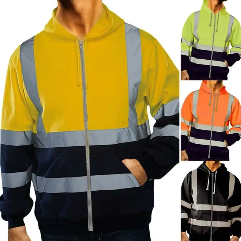High Visibility Mens Jacket Zip Up Hoodie Security Work Sweatshirt Coats Outwear
High Visibility Mens Jacket Zip Up Hoodie Security Work Sweatshirt Coats Outwear