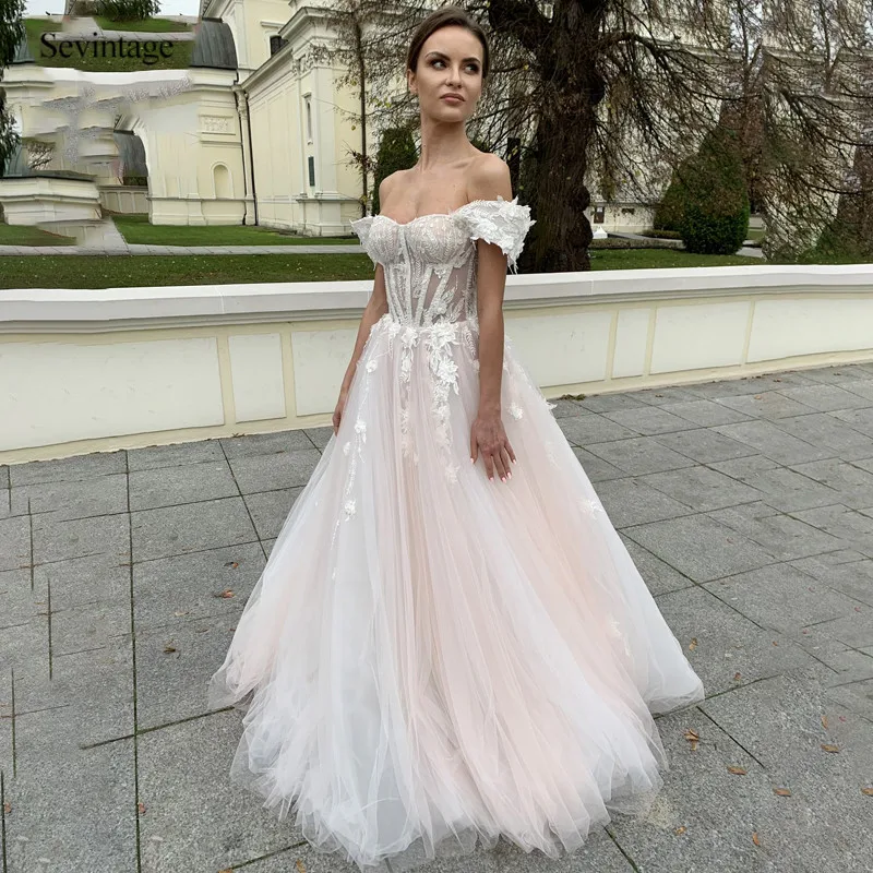 Sevintage Princess Sweetheart Lace Wedding Dress Romantic Off Shoulder Illusion Tulle Bridal Gowns Customize Vestido De Noiva
Sevintage Princess Sweetheart Lace Wedding Dress Romantic Off Shoulder Illusion Tulle Bridal Gowns Customize Vestido De Noiva