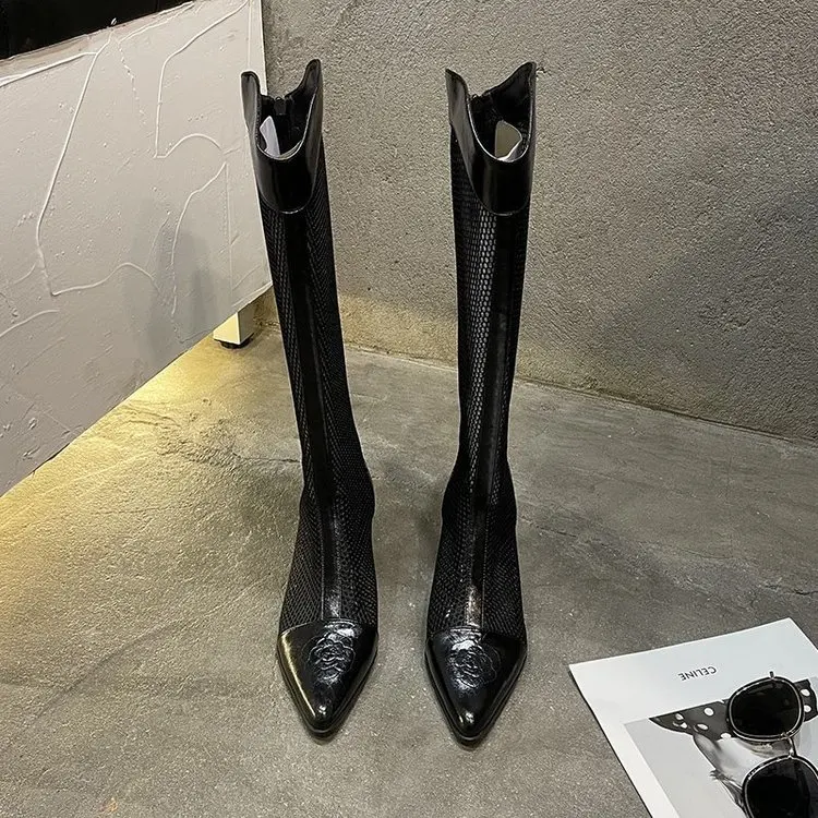 Cool Boots Women 2021 Summer New Western Cowboy Boots High Pointed Knight Long Tube Mesh Hollow Breathable Boots Womens Sandals 
Cool Boots Women 2021 Summer New Western Cowboy Boots High Pointed Knight Long Tube Mesh Hollow Breathable Boots Womens Sandals