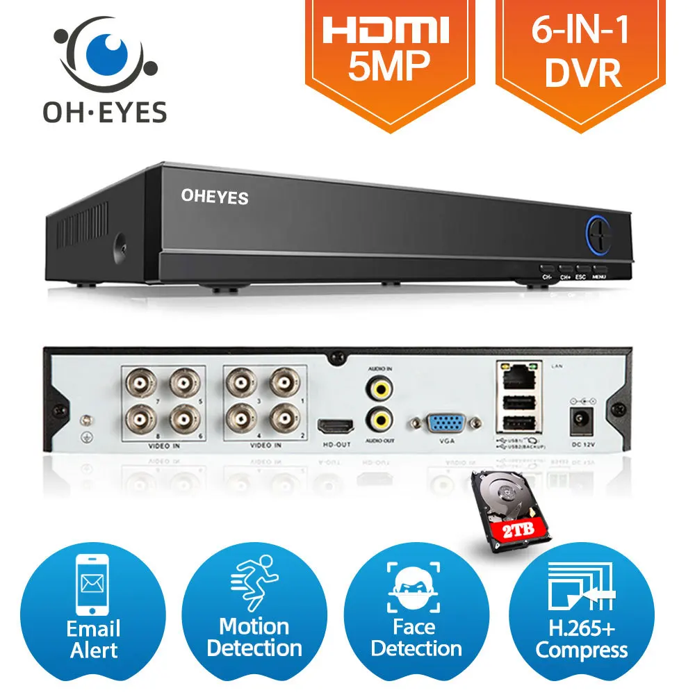 5MP 8CH Hybrid 6 In 1 NVR TVI CVI AHD CCTV DVR Video Surveillance Recorder Face Detection XMEYE Security Digital Video Recorder
5MP 8CH Hybrid 6 In 1 NVR TVI CVI AHD CCTV DVR Video Surveillance Recorder Face Detection XMEYE Security Digital Video Recorder