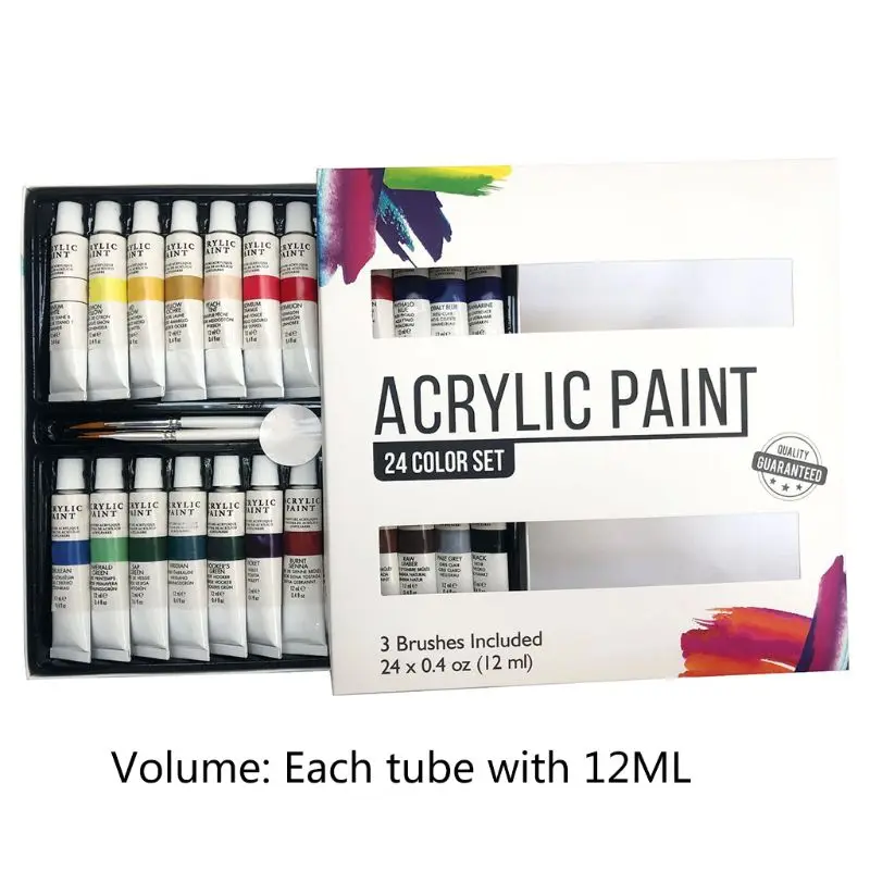 Acrylic Paint Set 24 Color Tubes of 0.4 oz (12 ml) Art Set for Kids Painting N0HC
Acrylic Paint Set 24 Color Tubes of 0.4 oz (12 ml) Art Set for Kids Painting N0HC