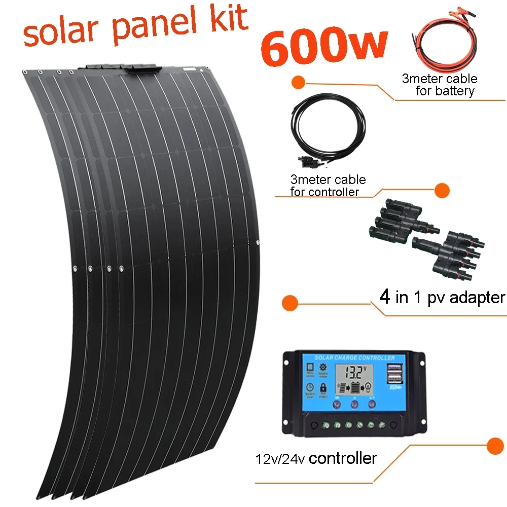solar panel kit 600w 12v charger solar cell 5v usb for phone 12v/24v battery car RV caravan boat home system 1000w waterproof
solar panel kit 600w 12v charger solar cell 5v usb for phone 12v/24v battery car RV caravan boat home system 1000w waterproof