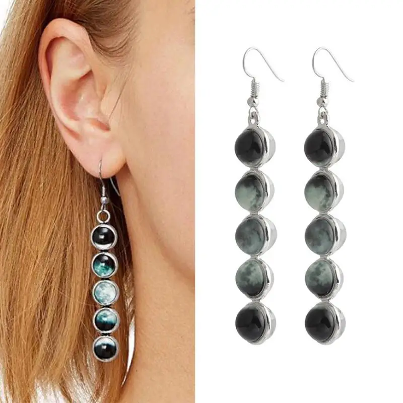 A Pair Of Creative Fashion Earrings New Jewelry Luminous Moon Phase Cycle Glass Ball Earrings Personality Jewelry For Lady Women
A Pair Of Creative Fashion Earrings New Jewelry Luminous Moon Phase Cycle Glass Ball Earrings Personality Jewelry For Lady Women