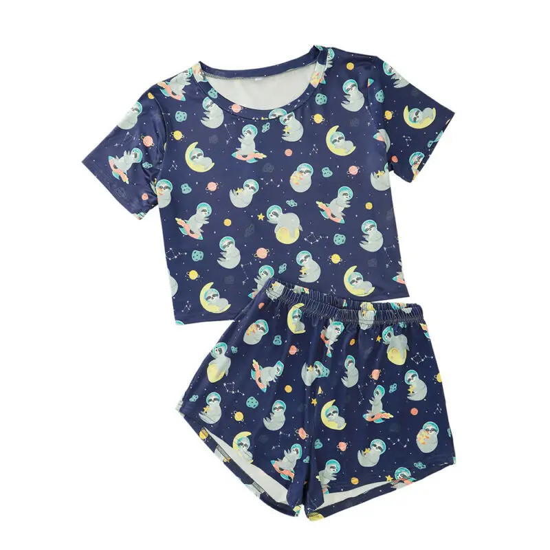 Womens Cute 2Pcs Loungewear Set T-shirt + Shorts Casual Leisure Wear Sleepwear
Womens Cute 2Pcs Loungewear Set T-shirt + Shorts Casual Leisure Wear Sleepwear