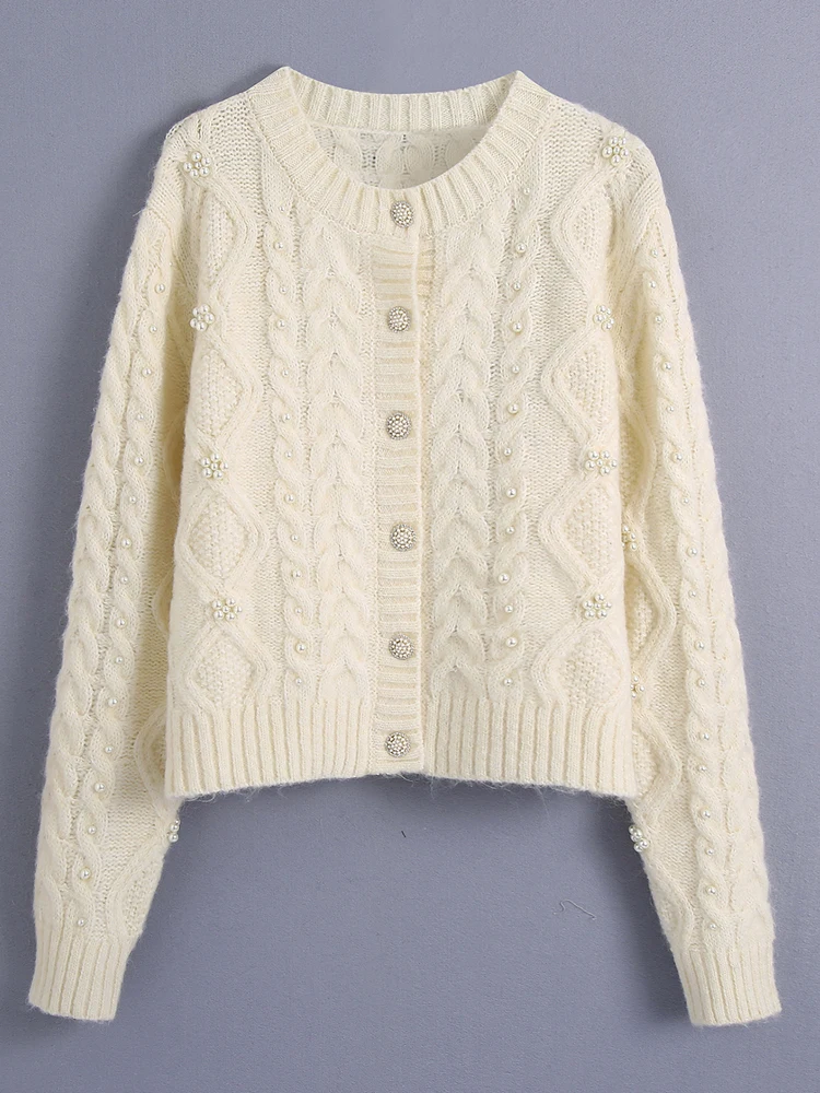 Women 2021 fashion with pearl beading knit cardigan sweater vintage o neck long sleeve female outerwear chic tops
Women 2021 fashion with pearl beading knit cardigan sweater vintage o neck long sleeve female outerwear chic tops