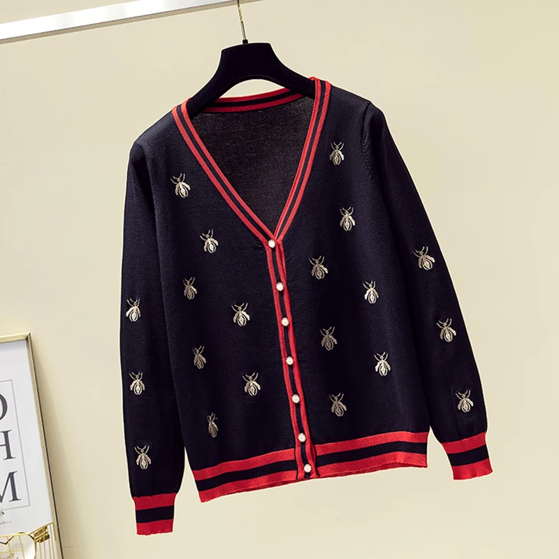 Korean Fashion New Sweater Cartoon Embroidre V Neck Slim Knitted Long Sleeve Casual Single Breasted Soft Cardigan Knit Female
Korean Fashion New Sweater Cartoon Embroidre V Neck Slim Knitted Long Sleeve Casual Single Breasted Soft Cardigan Knit Female