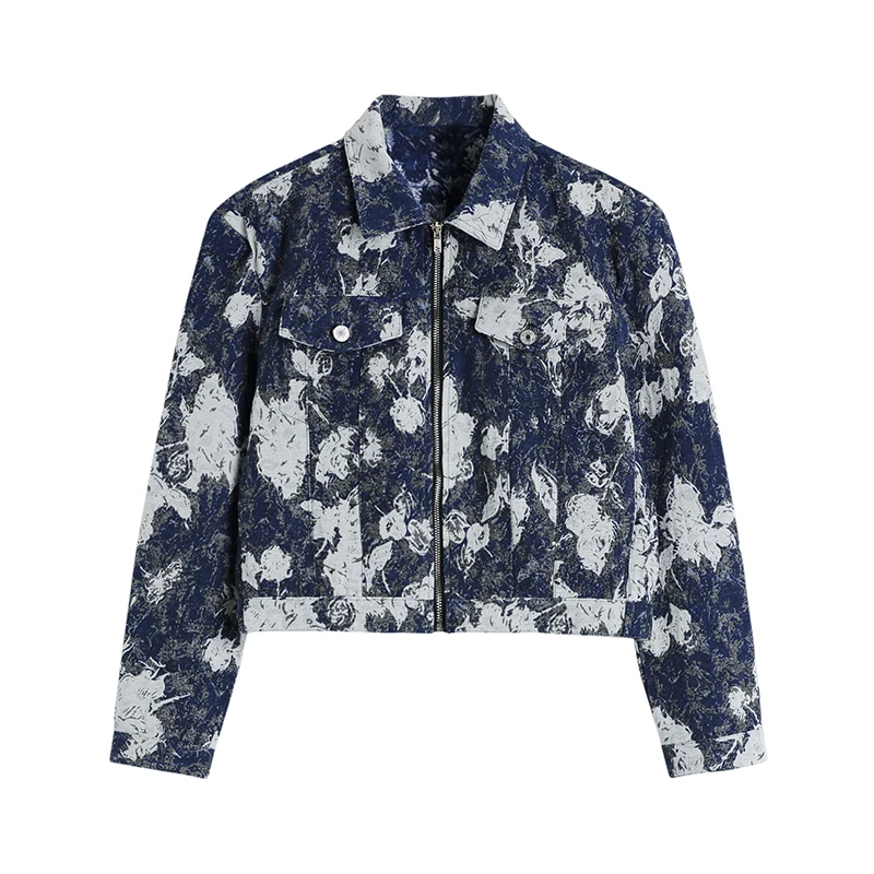 Cowboy Short Jacket Female Snowflake Print Blue Denim Shoulder Pad Zipper Jacket Coat Autumn New Loose Casual Female Tops
Cowboy Short Jacket Female Snowflake Print Blue Denim Shoulder Pad Zipper Jacket Coat Autumn New Loose Casual Female Tops