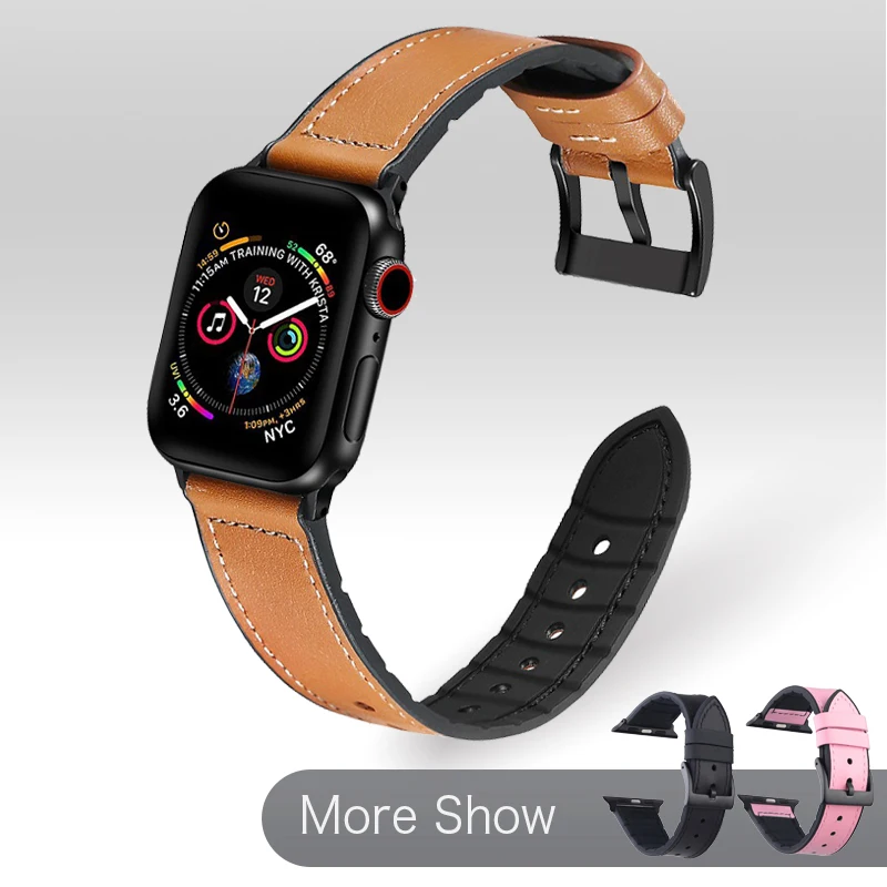 Watch Band For Apple Watch Series SE 6 5 4 Watchband Silicone With Leather Wrist Strap Bracelet For Apple Watch 38/42mm 40/44mm
Watch Band For Apple Watch Series SE 6 5 4 Watchband Silicone With Leather Wrist Strap Bracelet For Apple Watch 38/42mm 40/44mm