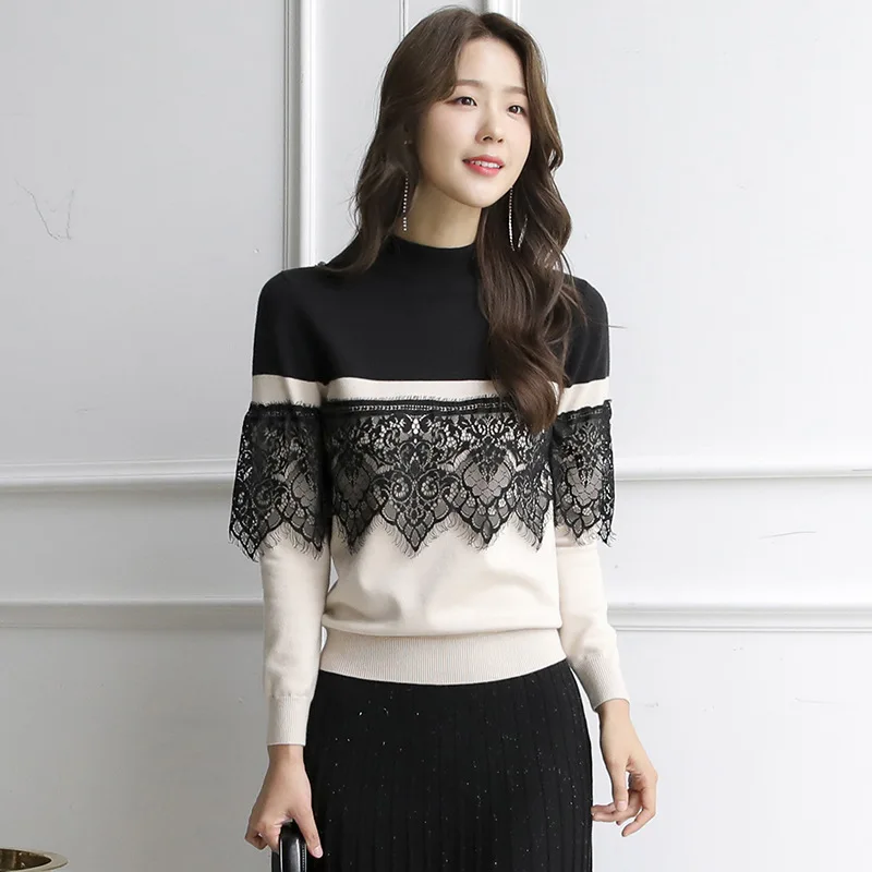 Knitted Pullover Woman Sweaters Fall 2020 Women Clothing Long Sleeve Fashion Chic Lace Patchwork Pullovers Jumpers Pull Femme
Knitted Pullover Woman Sweaters Fall 2020 Women Clothing Long Sleeve Fashion Chic Lace Patchwork Pullovers Jumpers Pull Femme
