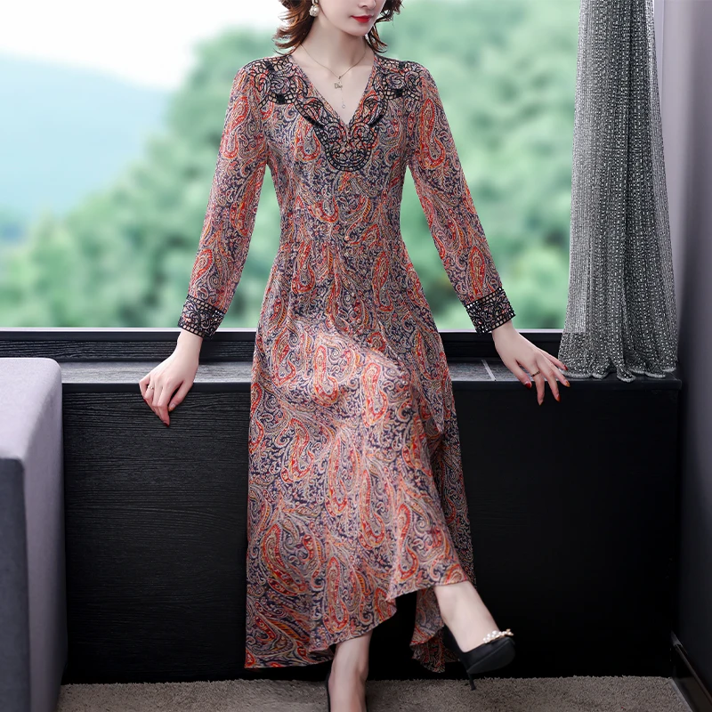 2021 Autumn Red Print Mulberry Silk Midi Dresses Women Elegant Bodycon Party Vestidos Winter Vintage Plus Size Long Sleeve Dress
2021 Autumn Red Print Mulberry Silk Midi Dresses Women Elegant Bodycon Party Vestidos Winter Vintage Plus Size Long Sleeve Dress