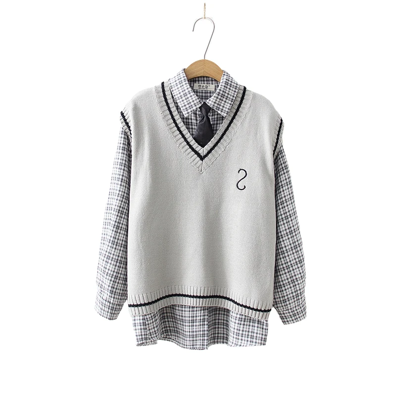 HSA Women Winter Retro Set 2021 Fashion Long Sleeve Plaid Trun-Down Collar Shirt Knitted Vest Waistcoat Two Piece Outfit Female
HSA Women Winter Retro Set 2021 Fashion Long Sleeve Plaid Trun-Down Collar Shirt Knitted Vest Waistcoat Two Piece Outfit Female