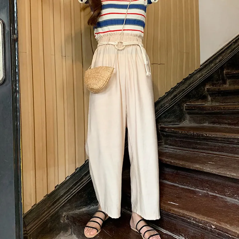 Women Casual College Style Loose Wide Leg Pants Elastic High Waist Solid Pants
Women Casual College Style Loose Wide Leg Pants Elastic High Waist Solid Pants
